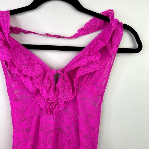 Victorias Secret the lacie hot pink intimates‎ lace halter top size medium - Picture 2 of 12
